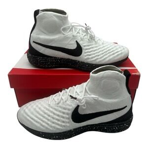 Nike Lunar Magista II Flyknit FK FC Soes Mens 9.5 White Black Sneaker 876385-100